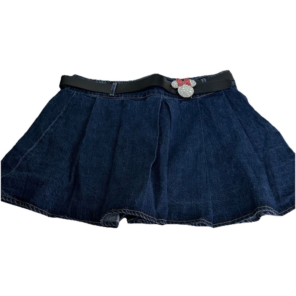 disney x forever 21 denim jean pleated belted mini skirt plus size 0X